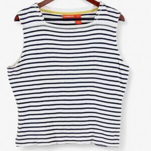 Liz Claiborne Women’s Knit Tank Nautical Minimalist Coastal Stripe Cotton Sz XL